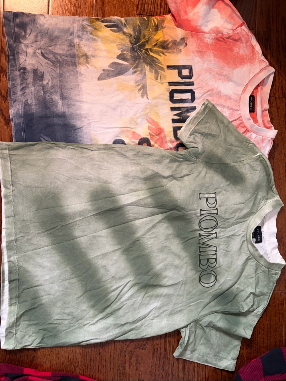 Piombo Kids Green and Coral Tie-Dye Logo Tees